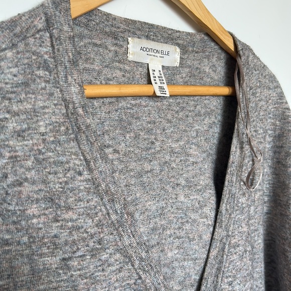 Addition Elle pastel grey mix faux wrap sweater - Picture 3 of 7